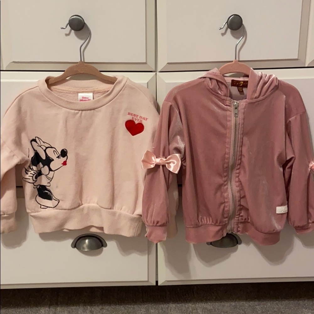 2 pink sweatshirts toddler girls 2t & 24months